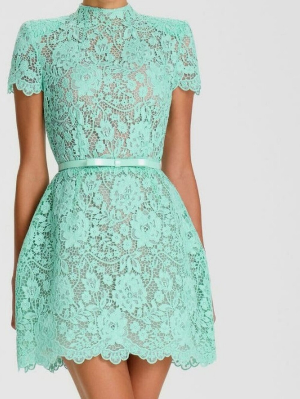 NADINE MERABI MILLA MINT LACE MINI DRESS